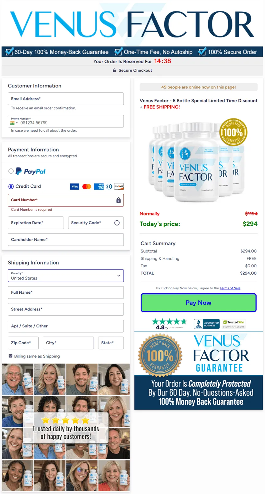Venus Factor order form